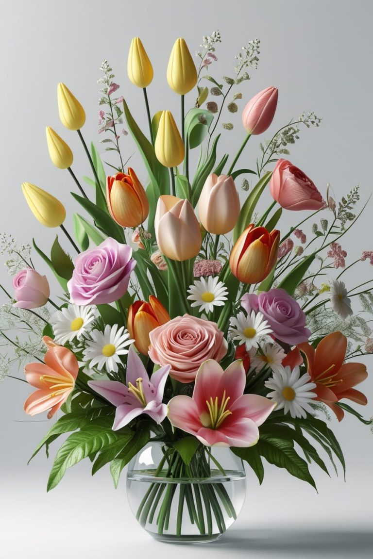 Pink Peonies and Roses